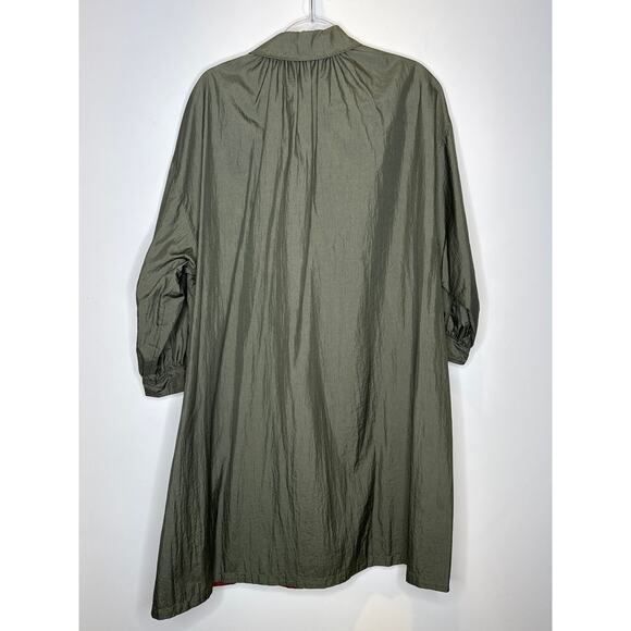 Vintage 1980s Sanyō Reversible Japanese Nylon Coat A-Line Olive & Red medium - Picture 6 of 13